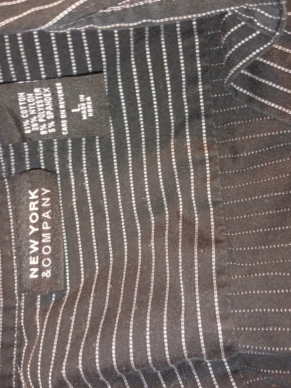 New York & Company Black Pinstripe Blouse